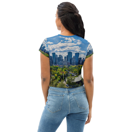 All-Over Print Crop Tee - Downtown Calgary McHugh Bluff Fall