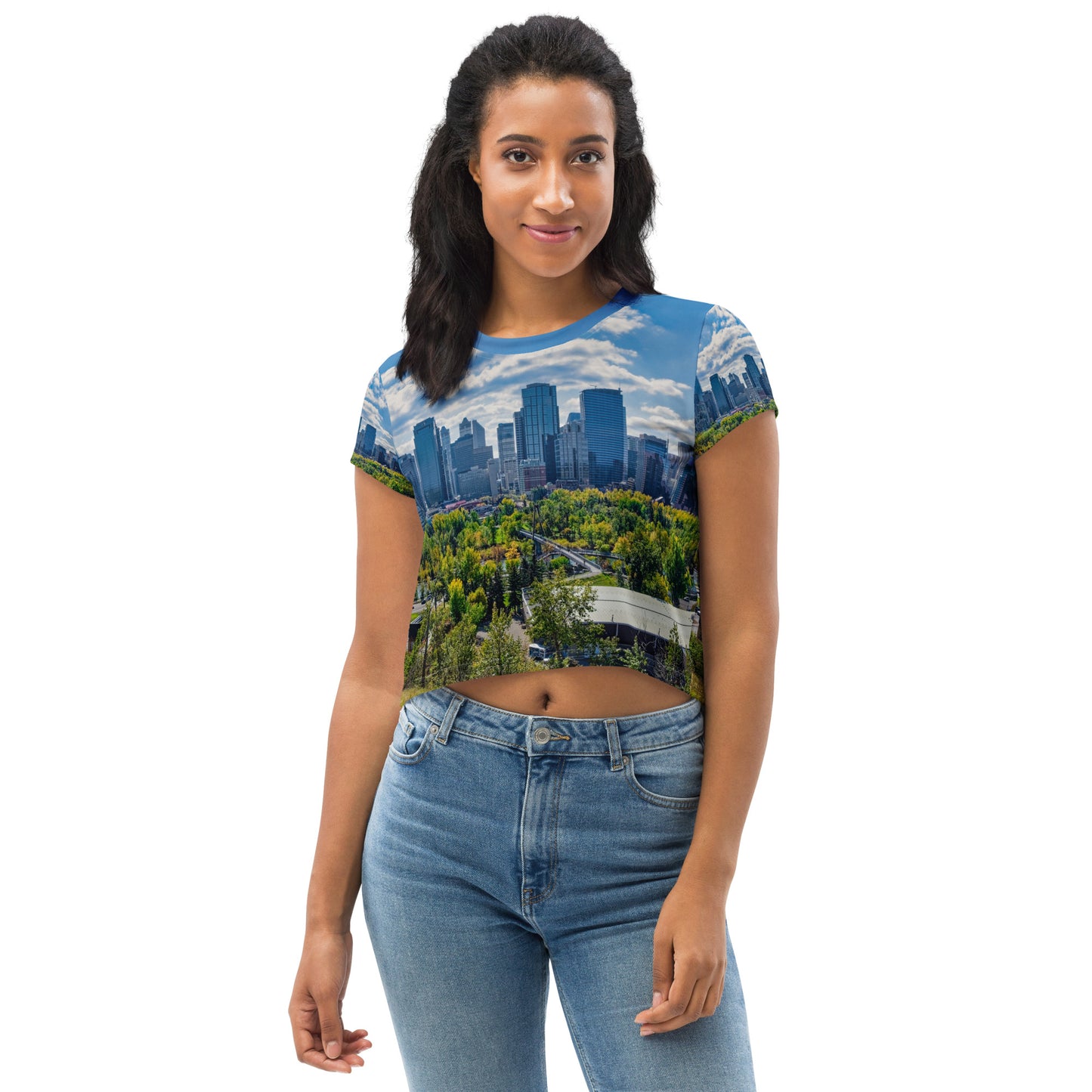 All-Over Print Crop Tee - Downtown Calgary McHugh Bluff Fall