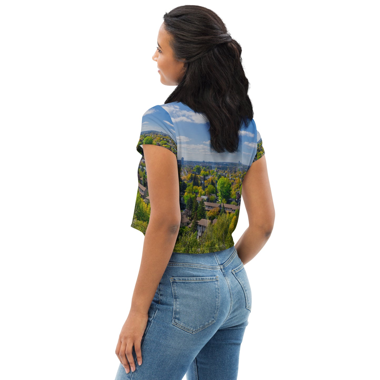 All-Over Print Crop Tee - McHugh Bluff Fall Colours