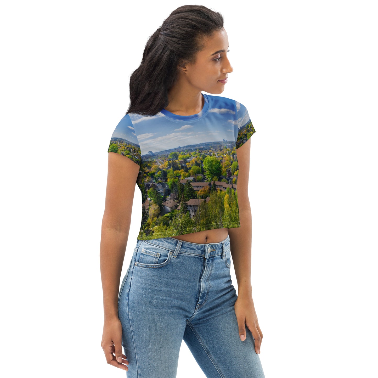 All-Over Print Crop Tee - McHugh Bluff Fall Colours