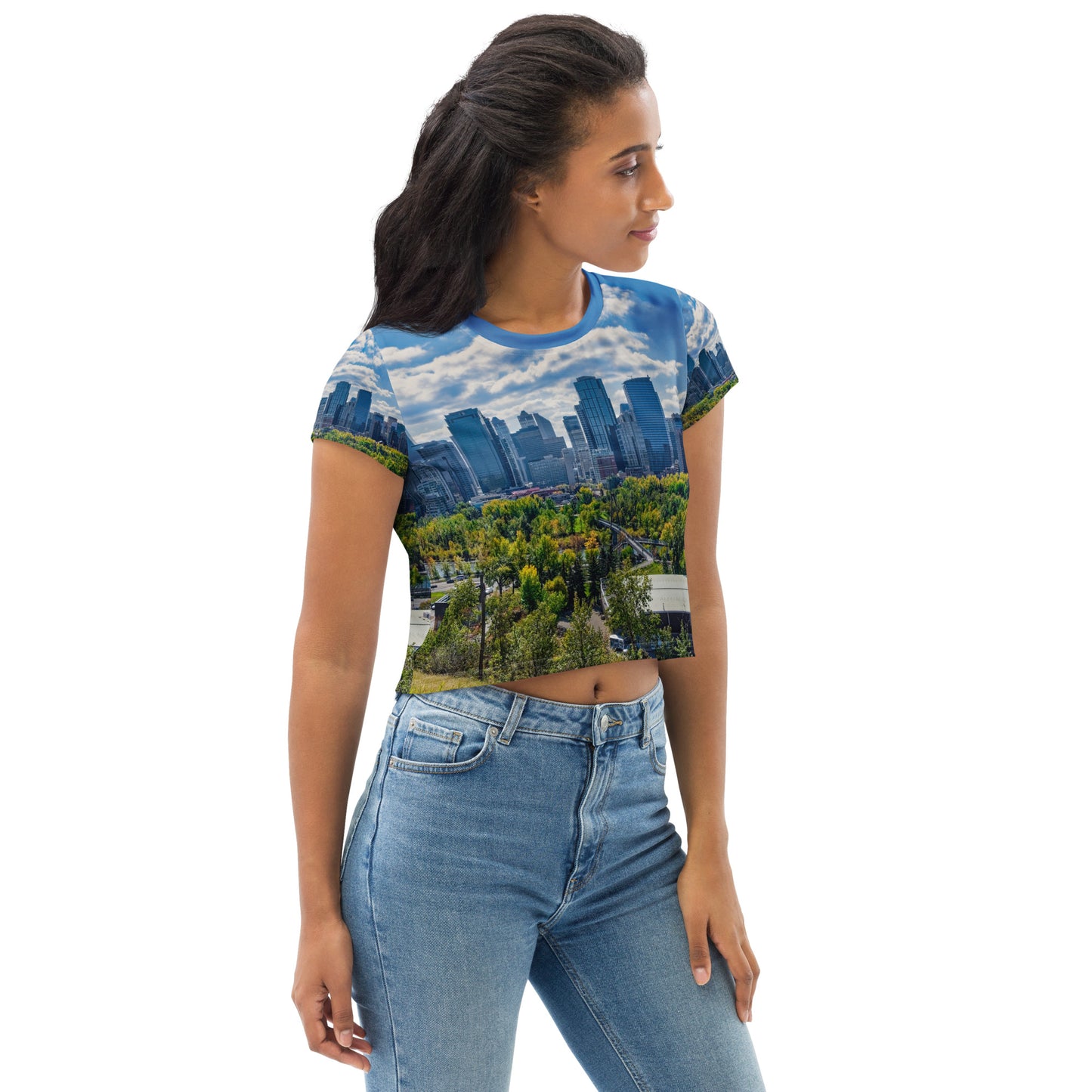 All-Over Print Crop Tee - Downtown Calgary McHugh Bluff Fall
