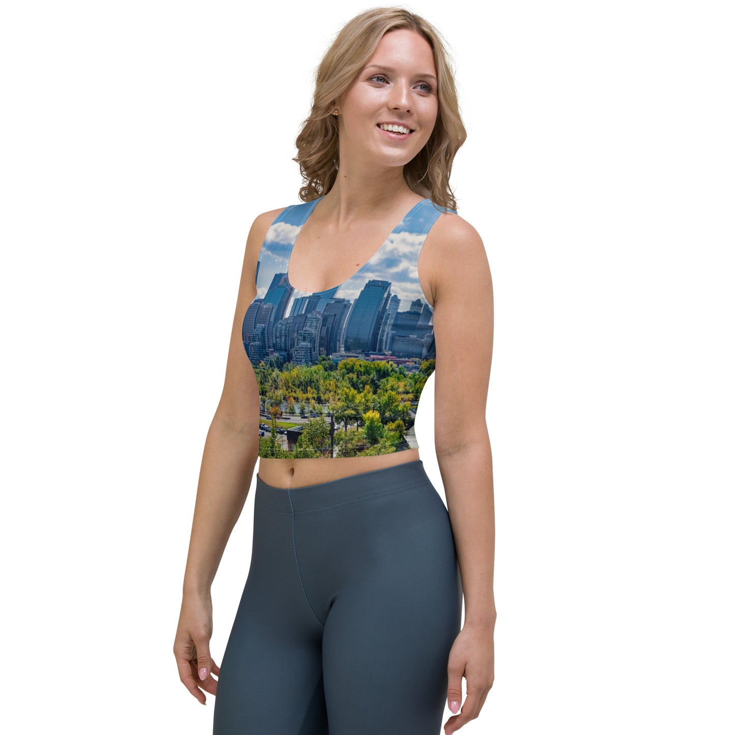 Women's All-Over Crop Top - Downtown Calgary McHugh Bluf Fall
