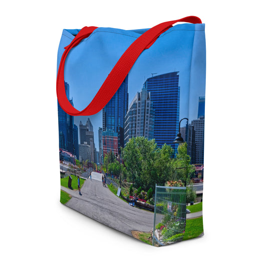 All-Over Print Large Tote Bag - Downtown Calgary Prince's Island Park HDR