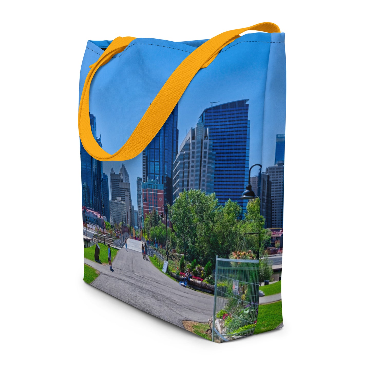 All-Over Print Large Tote Bag - Downtown Calgary Prince's Island Park HDR