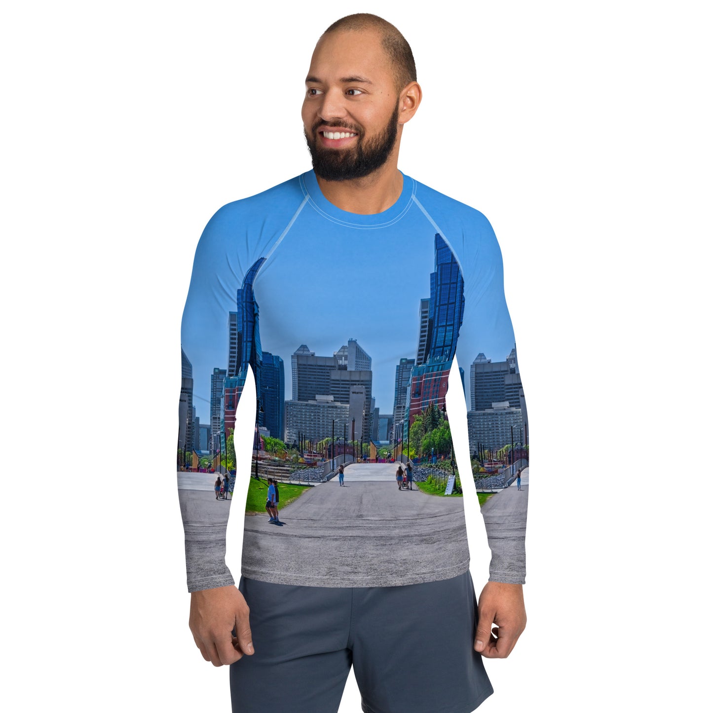 Men's Rash Guard - Downtown Calgary Prince's Island Park HDR