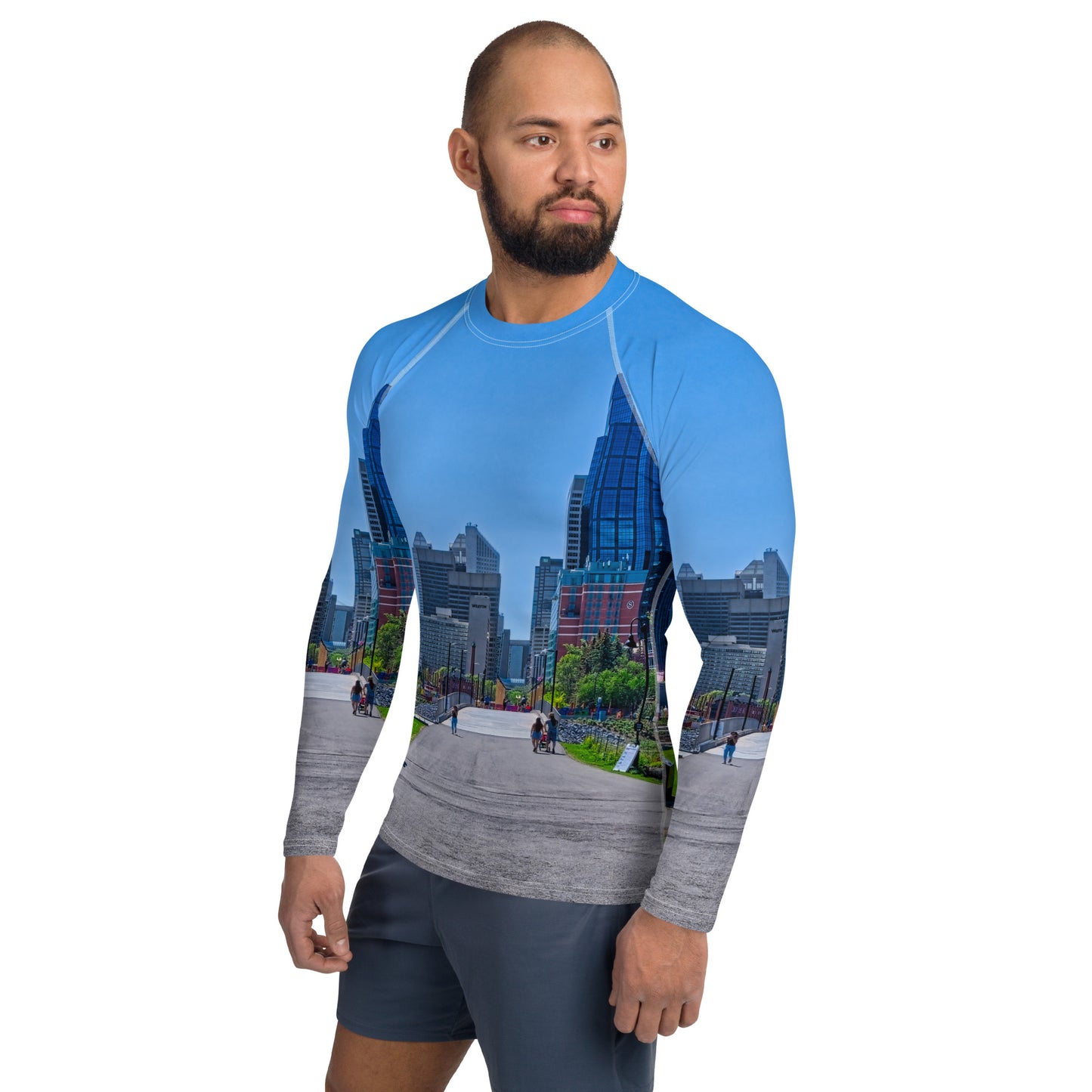 Men's Rash Guard - Downtown Calgary Prince's Island Park HDR