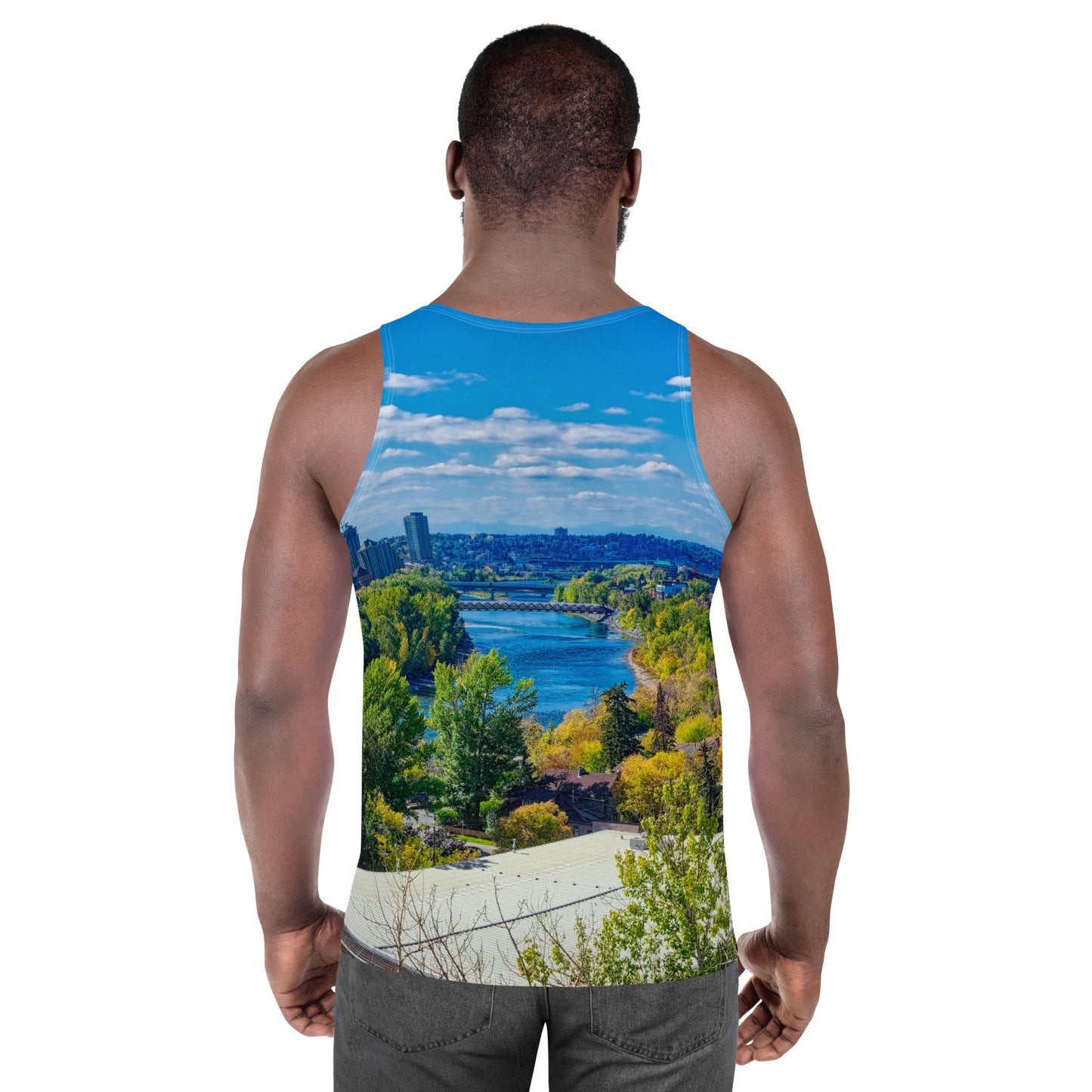 Men's All-Over Tank Top - Bow River Peace Bridge McHugh Bluff Fall HDR