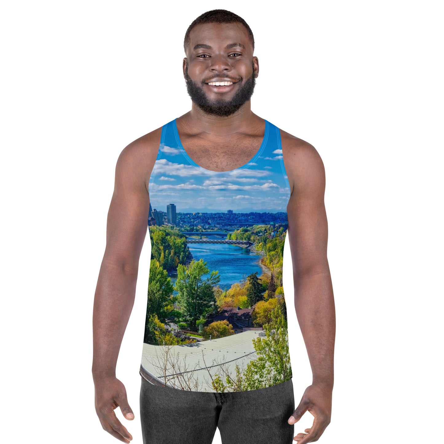 Men's All-Over Tank Top - Bow River Peace Bridge McHugh Bluff Fall HDR