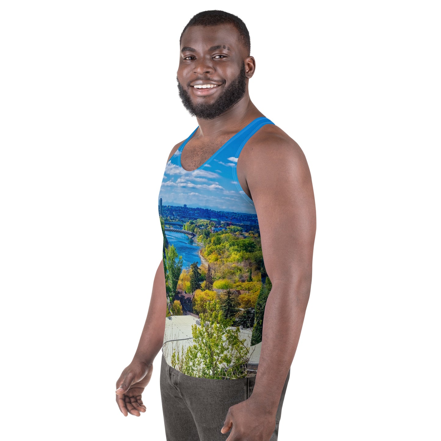 Men's All-Over Tank Top - Bow River Peace Bridge McHugh Bluff Fall HDR