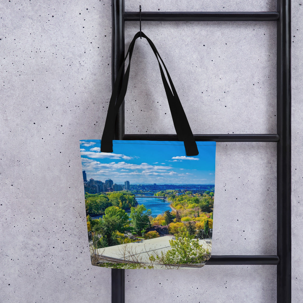 All-Over Print Tote Bag - Bow River Peace Bridge McHugh Bluff Fall HDR