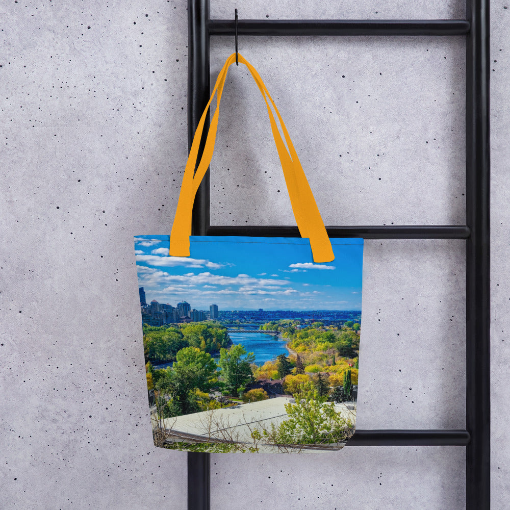 All-Over Print Tote Bag - Bow River Peace Bridge McHugh Bluff Fall HDR