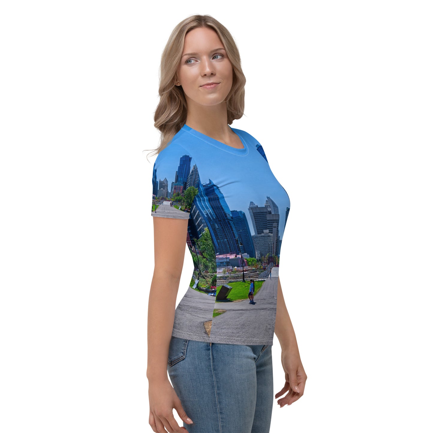 Women's All-Over T-Shirt - Downtown Calgary Prince's Island Park HDR