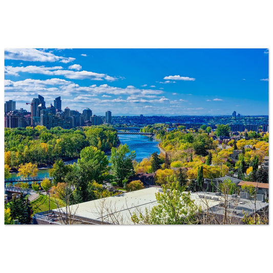 Premium Semi-Glossy Poster Print - Bow River Peace Bridge McHugh Bluff Fall HDR