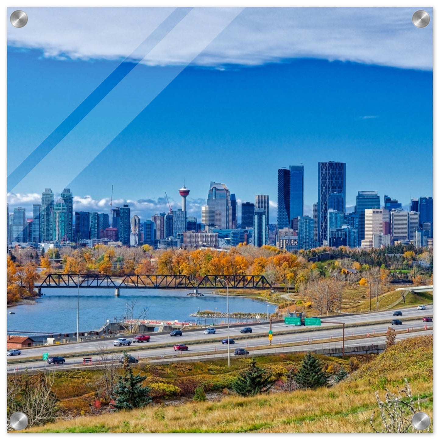 Acrylic Print - Downtown Calgary Max Bell Centre Fall HDR