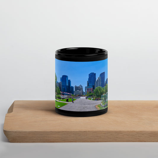 Black Glossy Mug - Downtown Calgary Prince's Island Park HDR