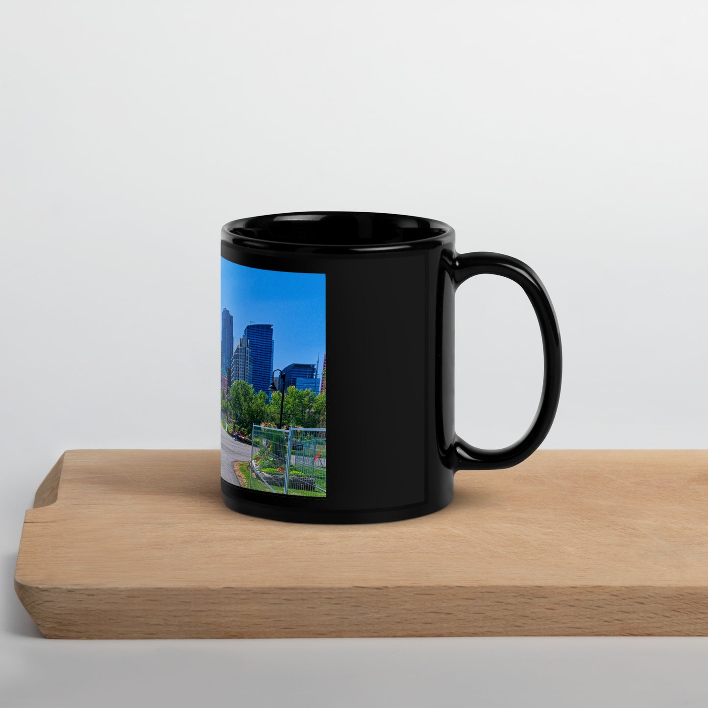 Black Glossy Mug - Downtown Calgary Prince's Island Park HDR