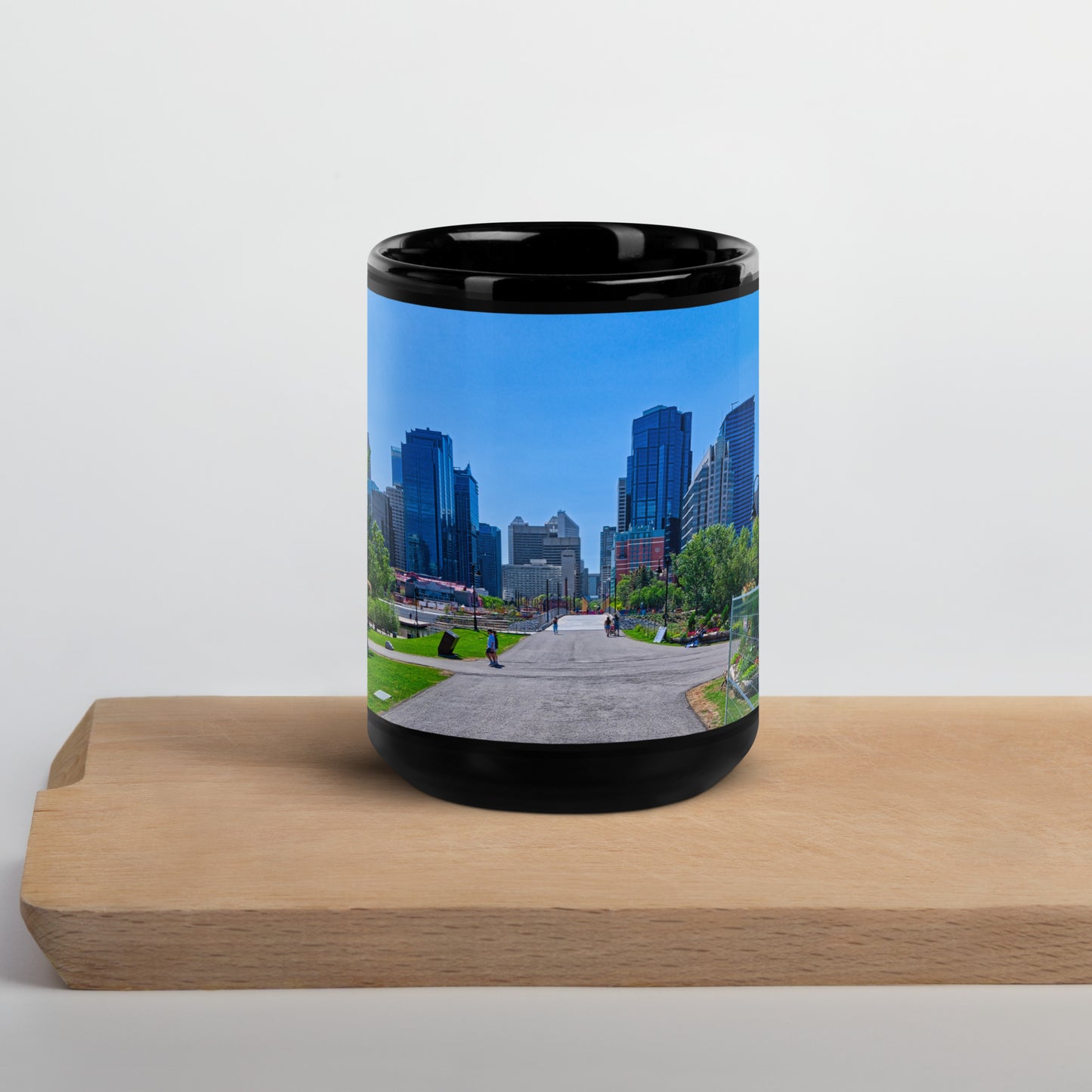 Black Glossy Mug - Downtown Calgary Prince's Island Park HDR