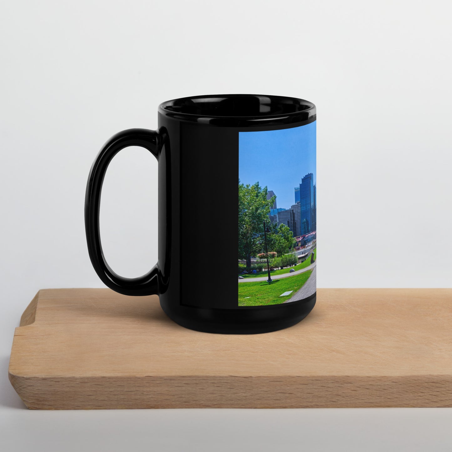Black Glossy Mug - Downtown Calgary Prince's Island Park HDR