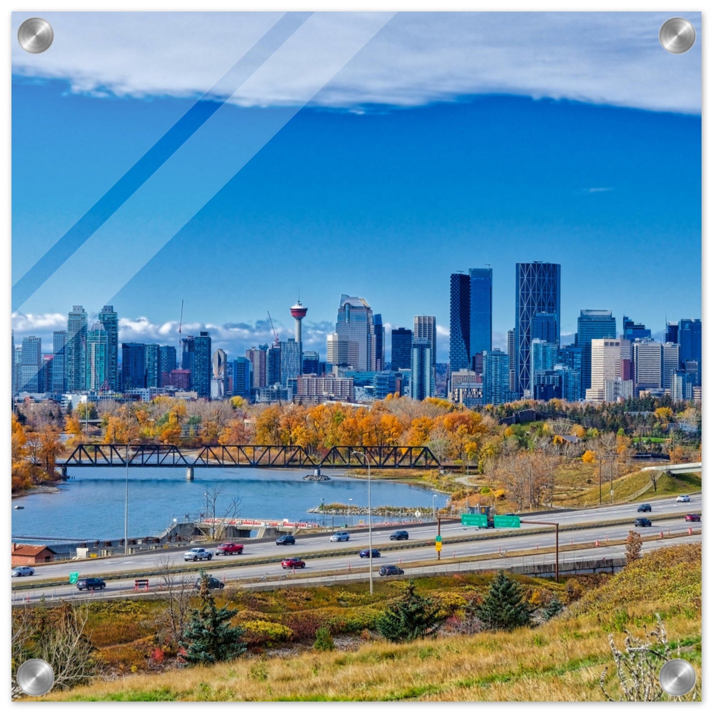 Acrylic Print - Downtown Calgary Max Bell Centre Fall HDR