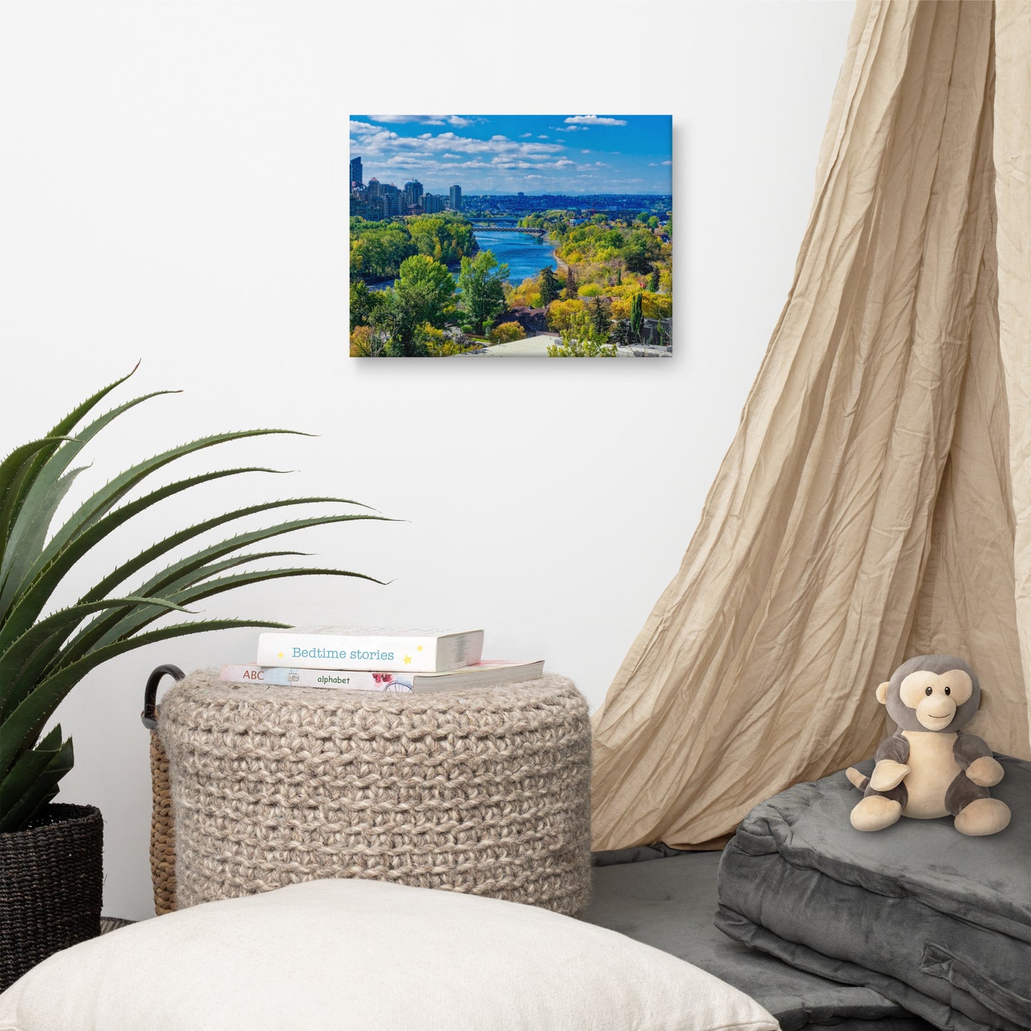 Canvas Prints - Bow River Peace Bridge McHugh Bluff Fall HDR