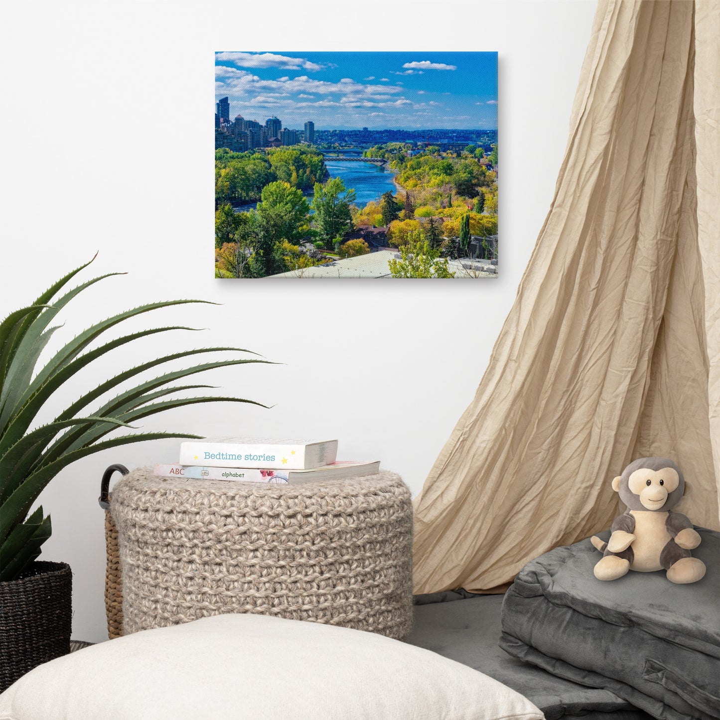 Canvas Prints - Bow River Peace Bridge McHugh Bluff Fall HDR