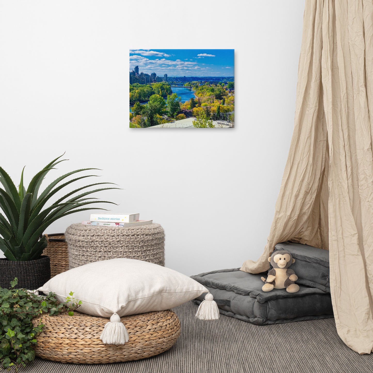 Canvas Prints - Bow River Peace Bridge McHugh Bluff Fall HDR