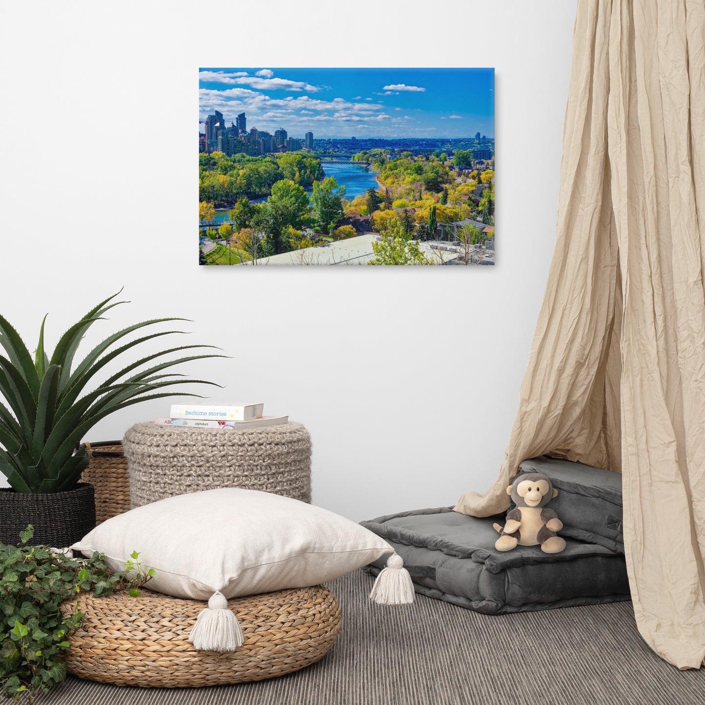 Canvas Prints - Bow River Peace Bridge McHugh Bluff Fall HDR