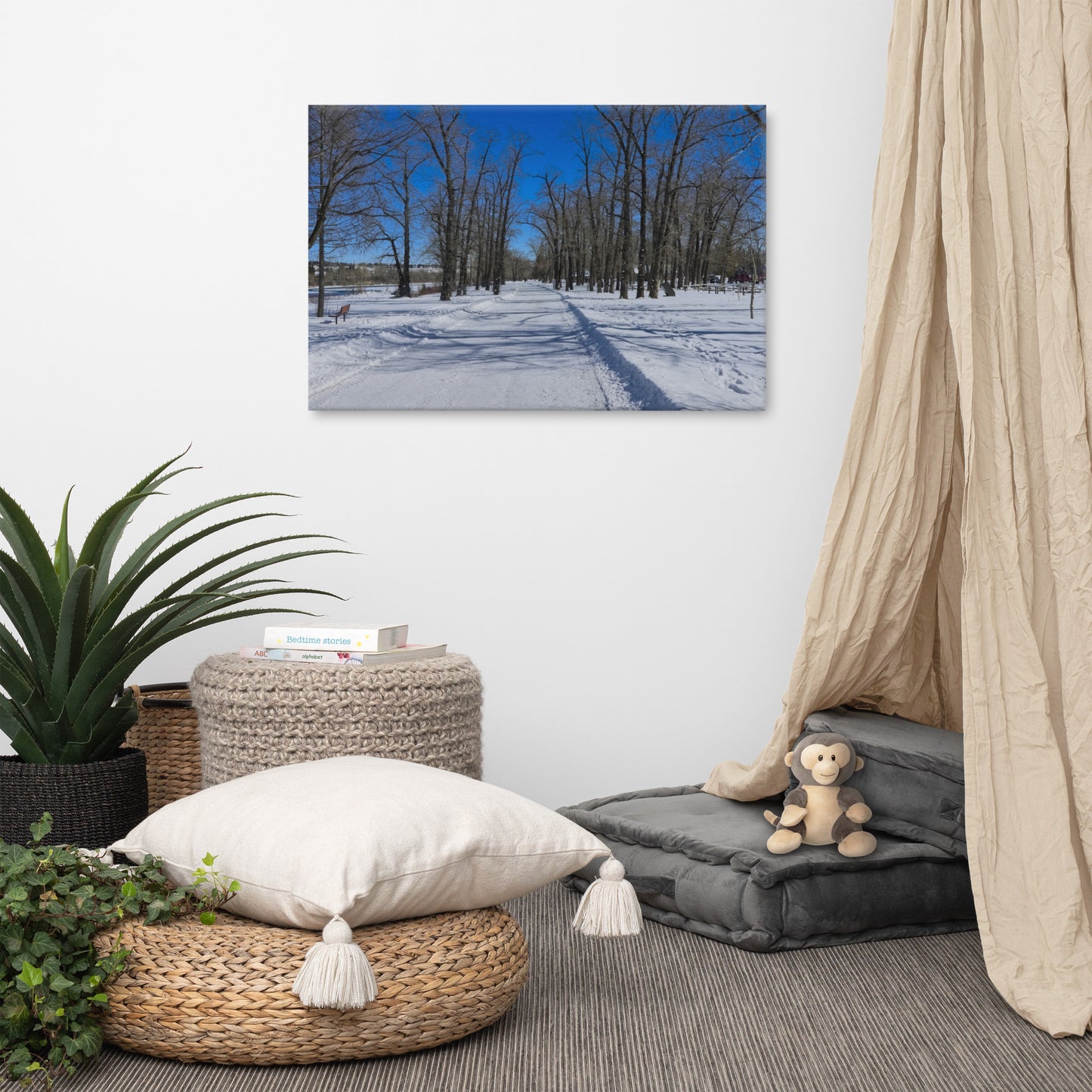 Canvas Print - Bowness Park Pathway Winter