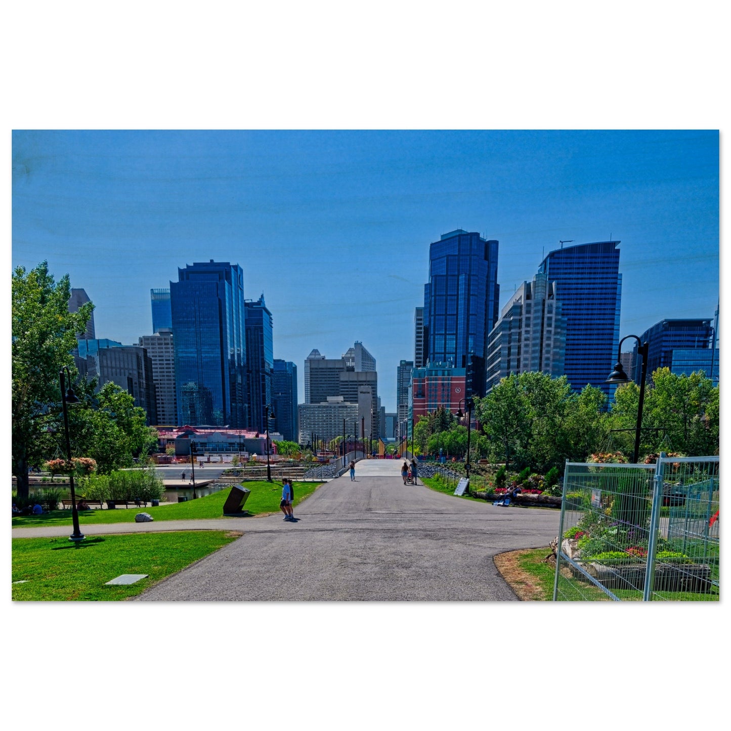 Wood Print - Downtown Calgary Prince's Island Park HDR