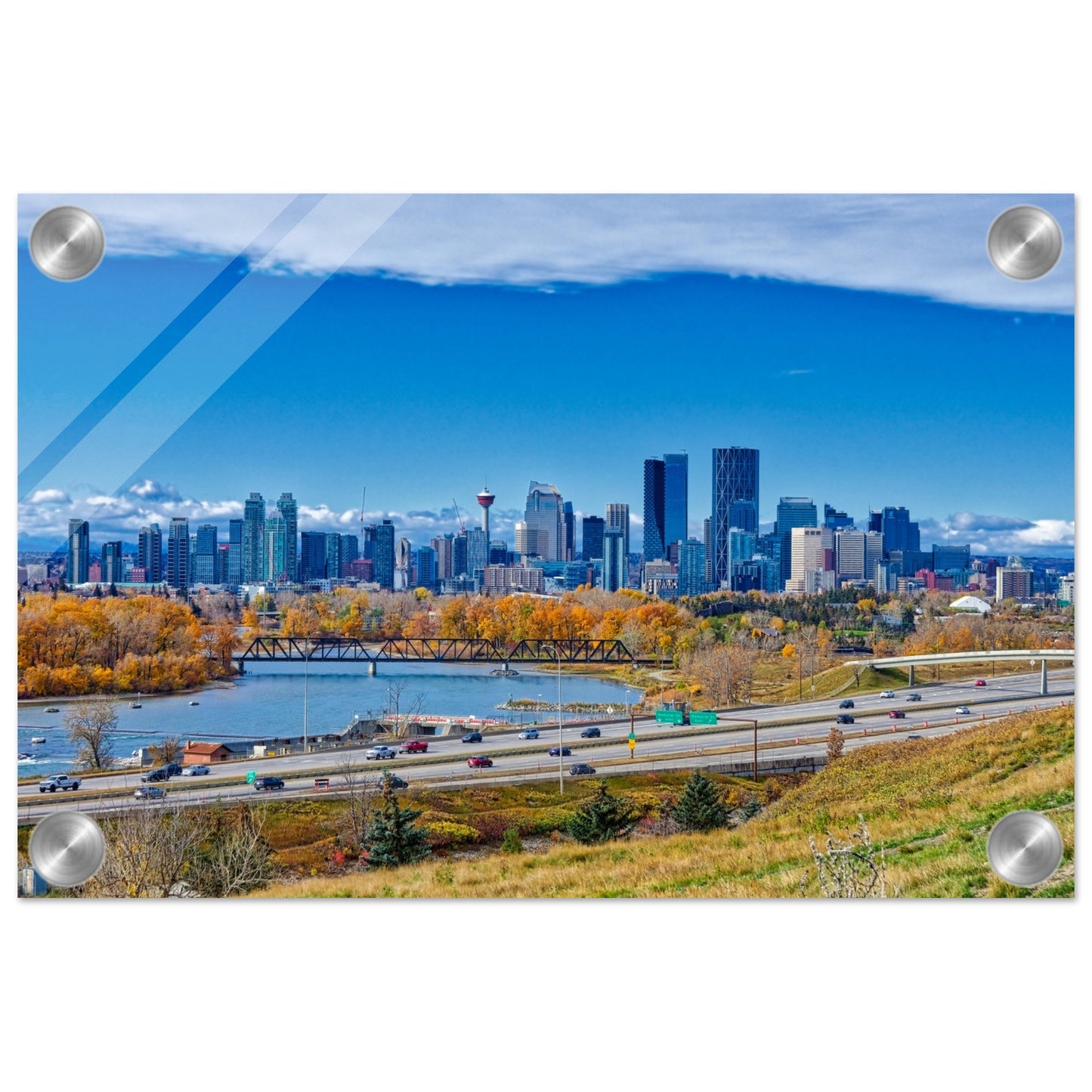 Acrylic Print - Downtown Calgary Max Bell Centre Fall HDR