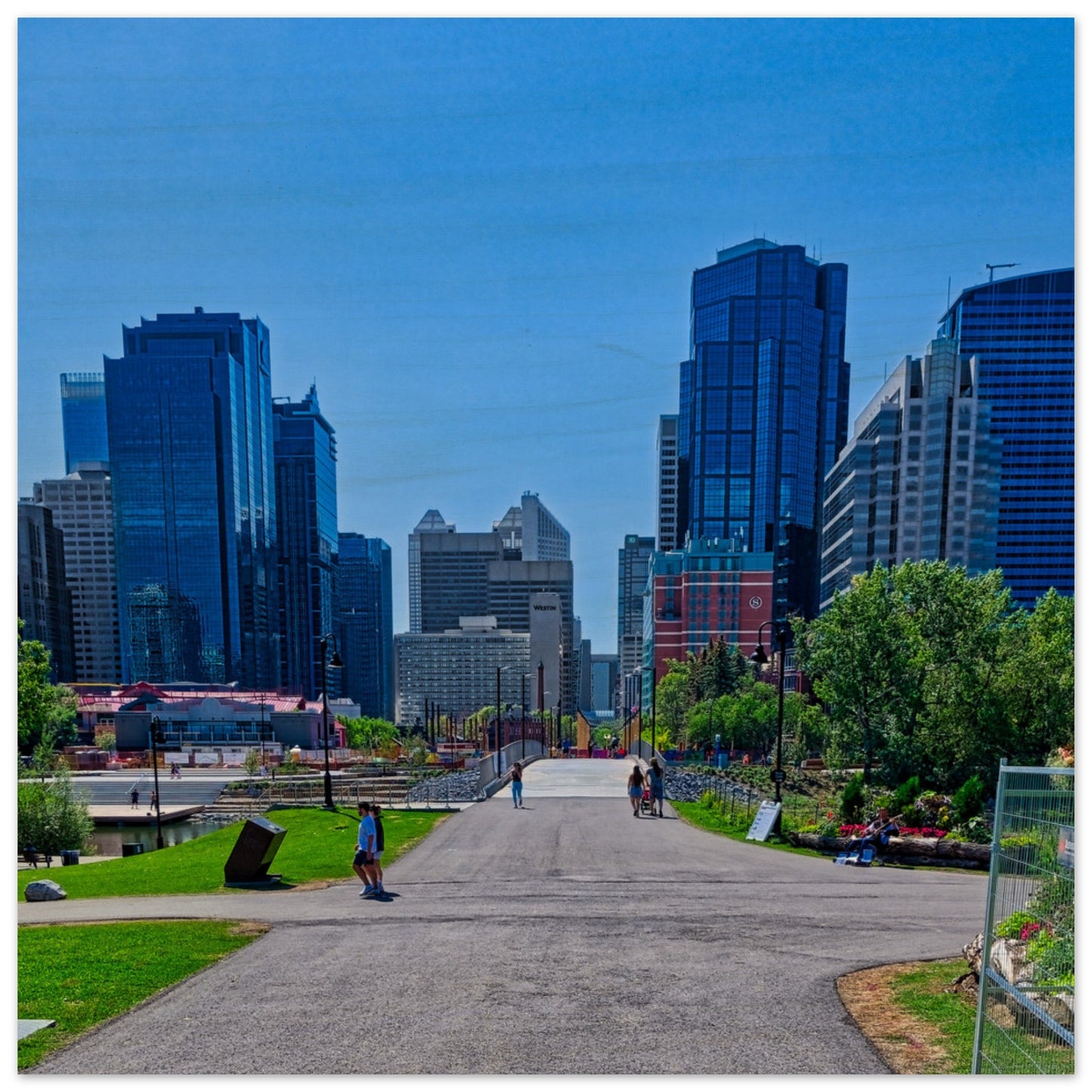 Wood Print - Downtown Calgary Prince's Island Park HDR
