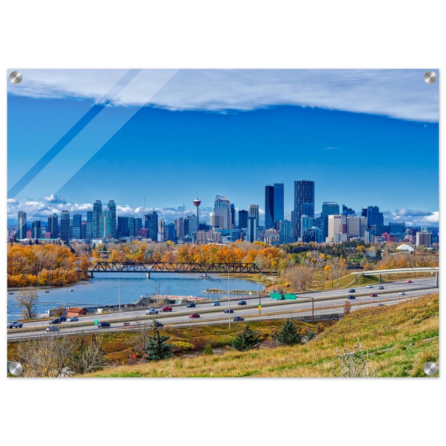 Acrylic Print - Downtown Calgary Max Bell Centre Fall HDR