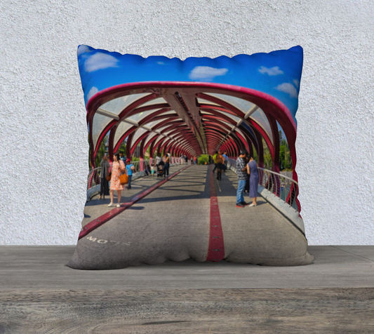 22x22 Pillow Case - Calgary Peace Bridge