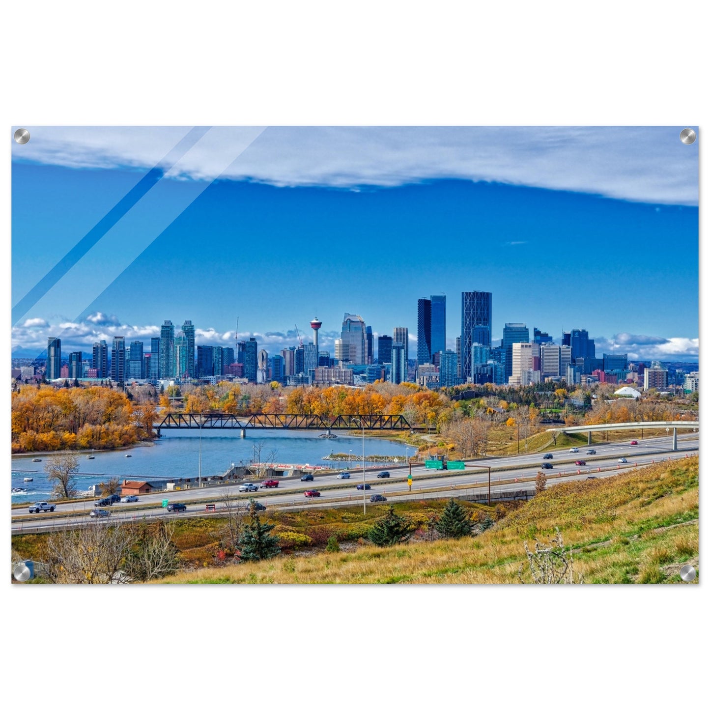 Acrylic Print - Downtown Calgary Max Bell Centre Fall HDR