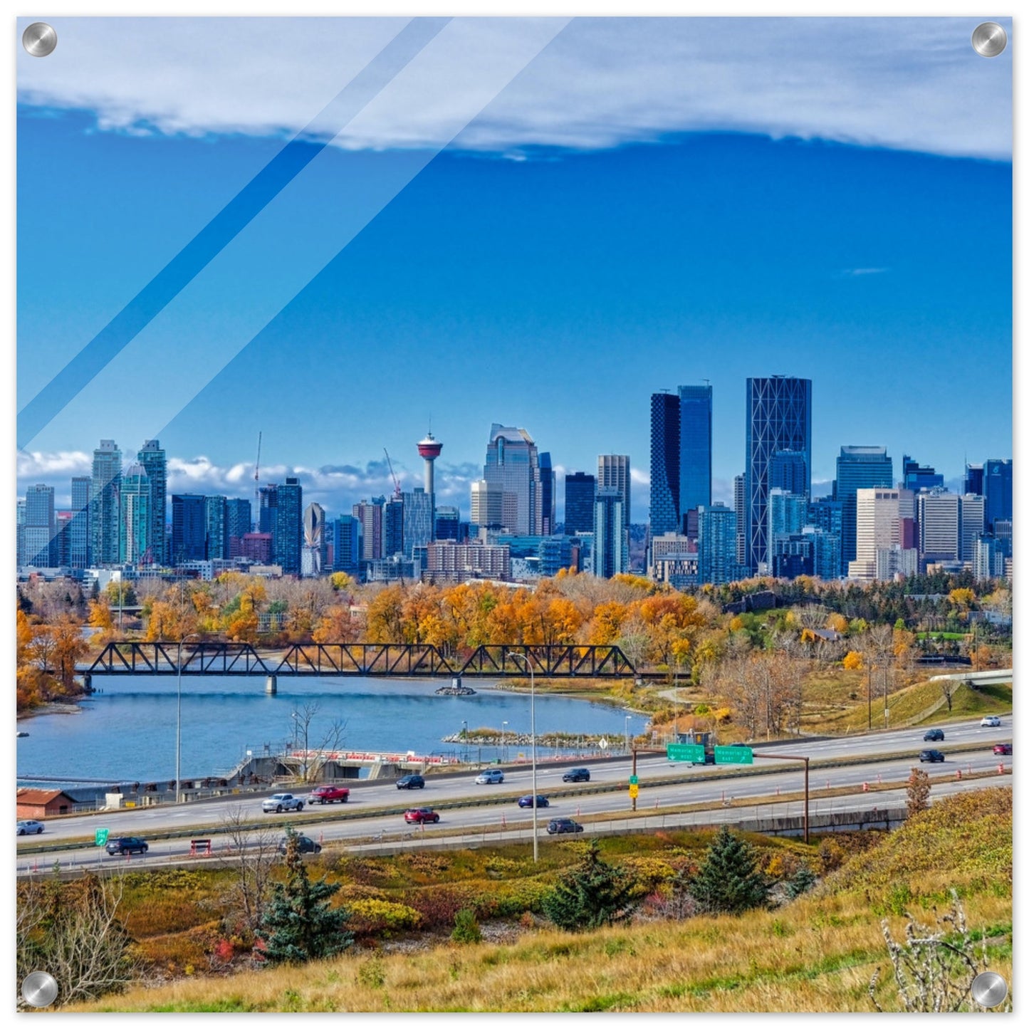 Acrylic Print - Downtown Calgary Max Bell Centre Fall HDR