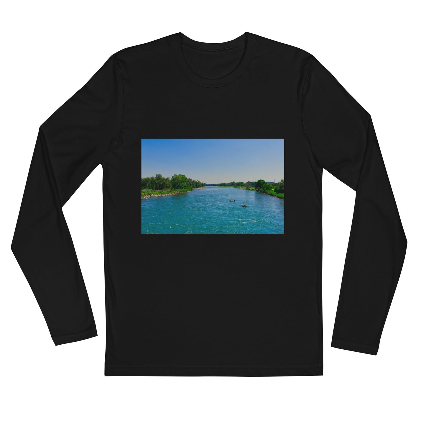 Men's Long Sleeve Fitted Crew - Bow River George C. King Bridge