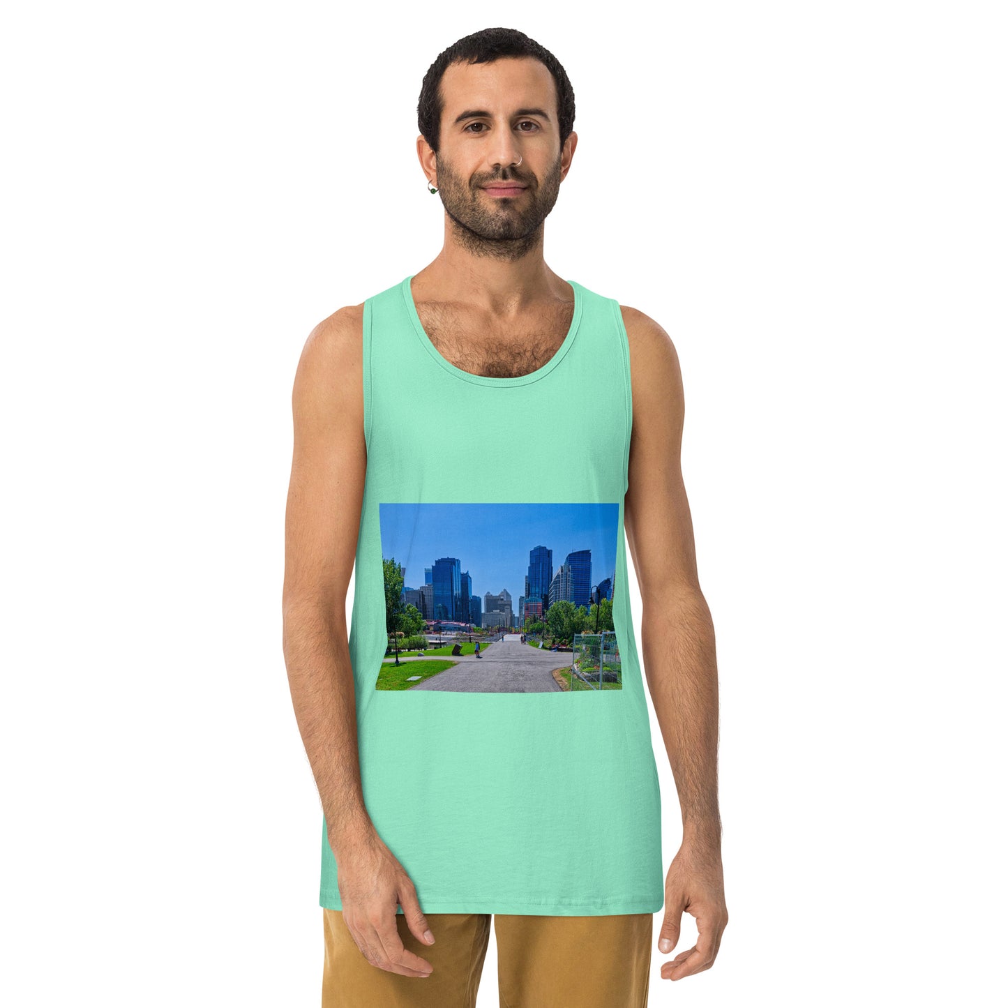 Men’s Premium Tank Top - Downtown Calgary Prince's Island Park HDR