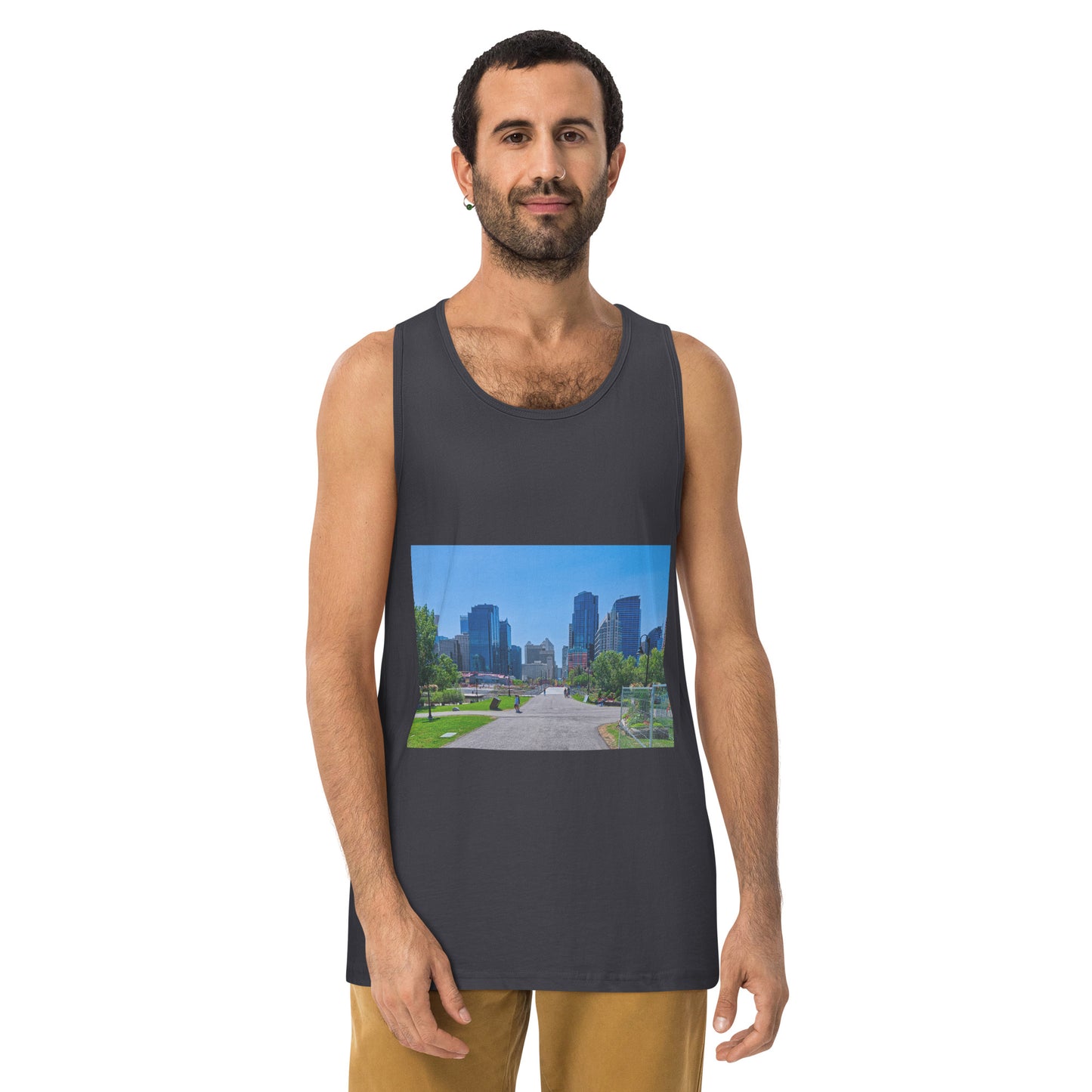 Men’s Premium Tank Top - Downtown Calgary Prince's Island Park HDR