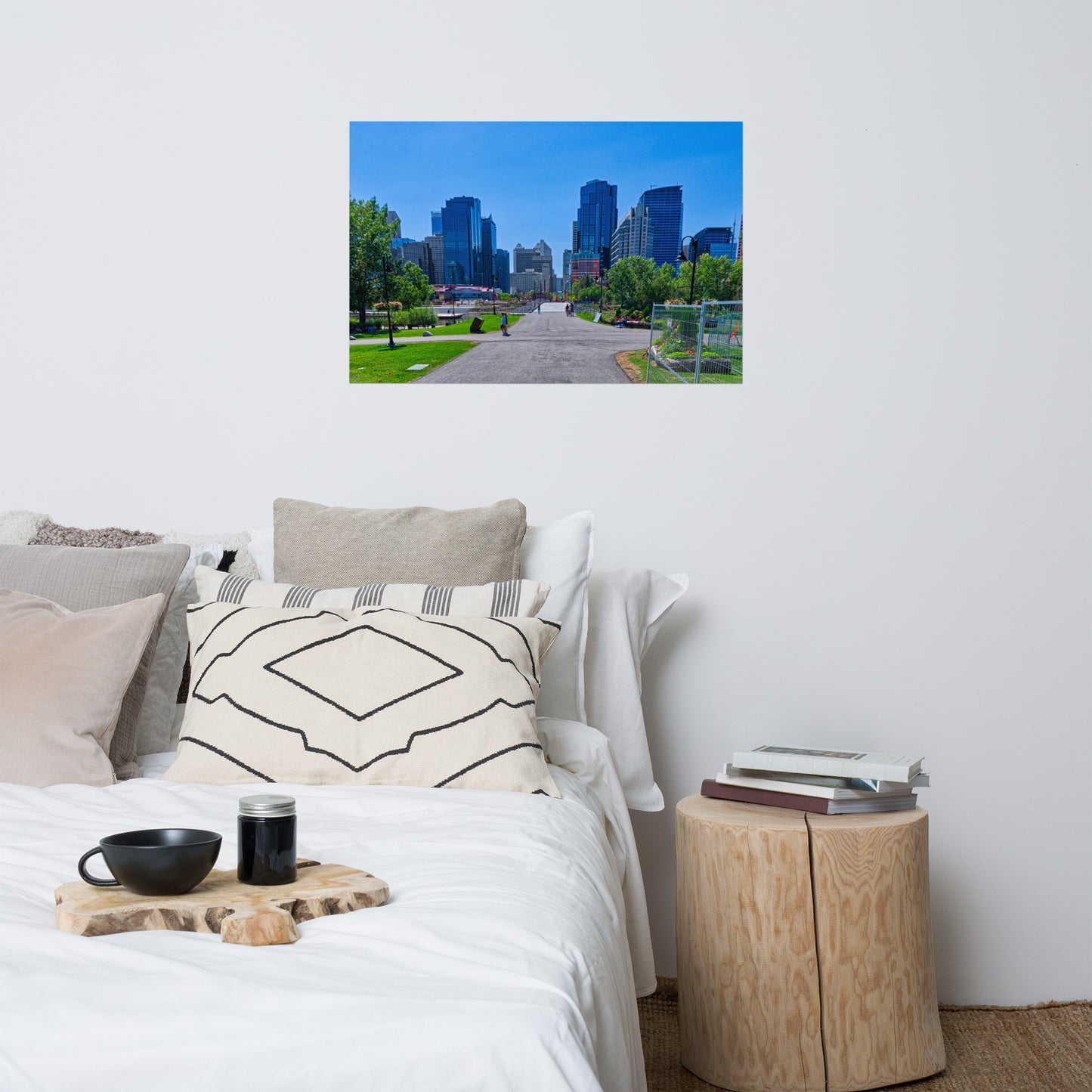 Lustre Poster Print - Downtown Calgary Prince's Island Park HDR