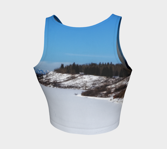 Women's Athletic Crop Top - Glenmore Reservoir Winter