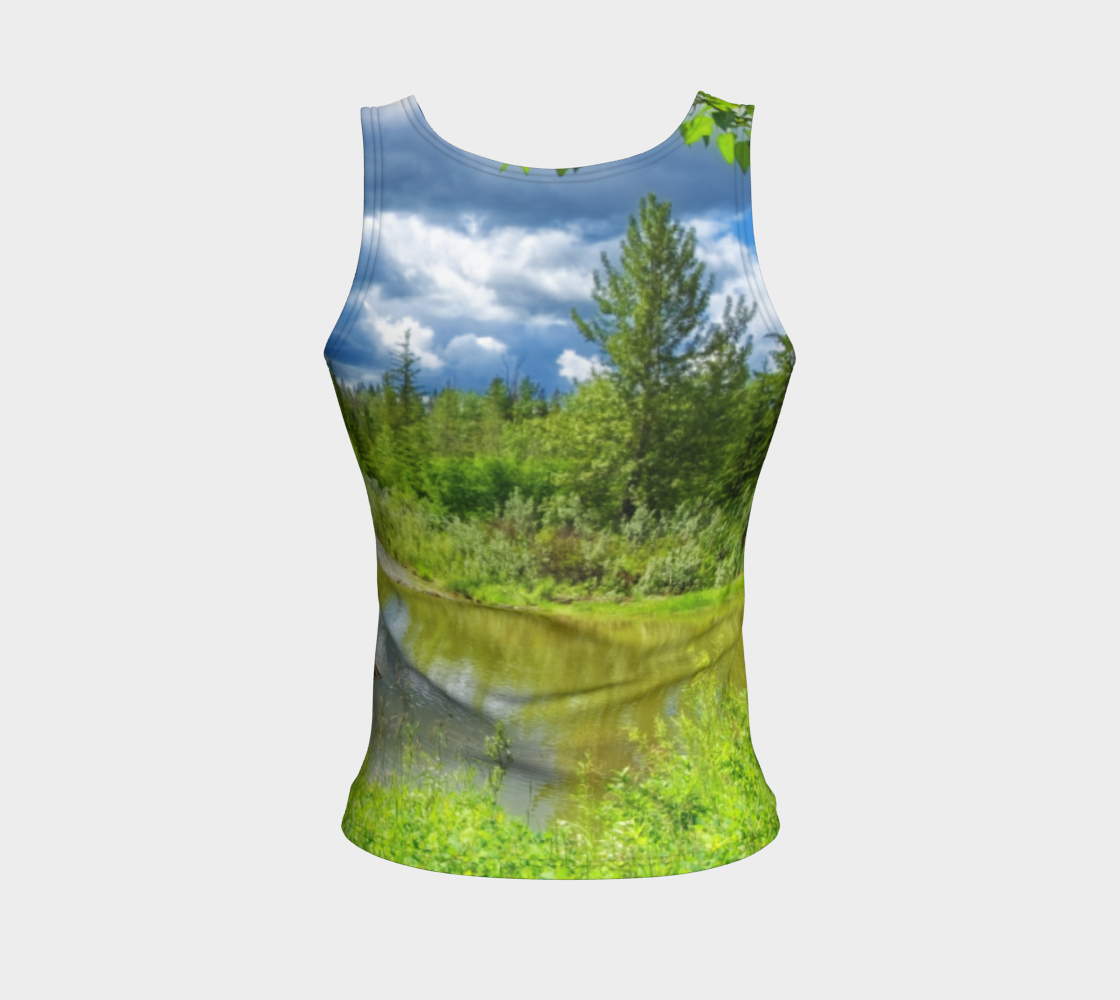 Women's All-Over Fitted Long Tank Top - Fish Creek Park Votier's Flats