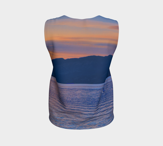 Women's All-Over Loose Long Tank Top - Penticton Okanagan Lake Sunset