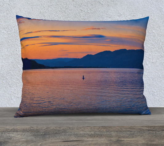 26x20 Pillow Case - Penitcton Okanagan Lake Sunset