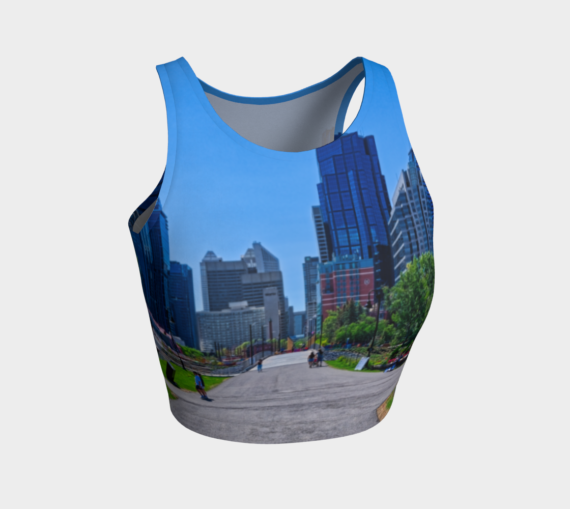Women's Athletic Crop Top - Downtown Calgary Prince's Island Park HDR