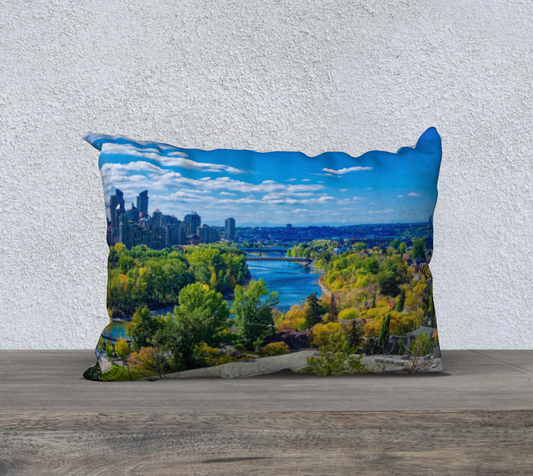20x14 Pillow Case - Bow River Peace Bridge McHugh Bluff HDR