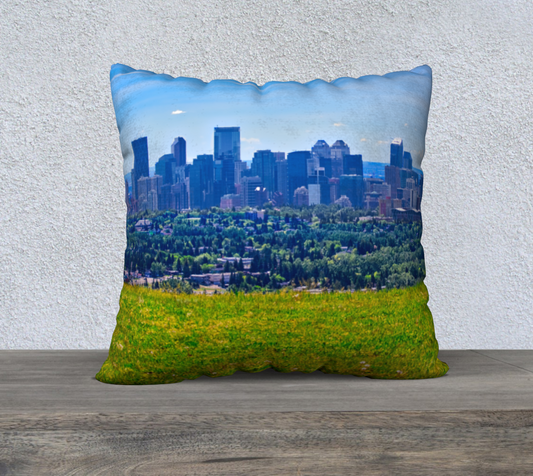 22x22 Pillow Case - 2017 Downtown Calgary Nose Hill Park
