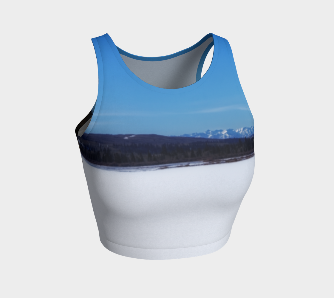 Women's Athletic Crop Top - Glenmore Reservoir Winter