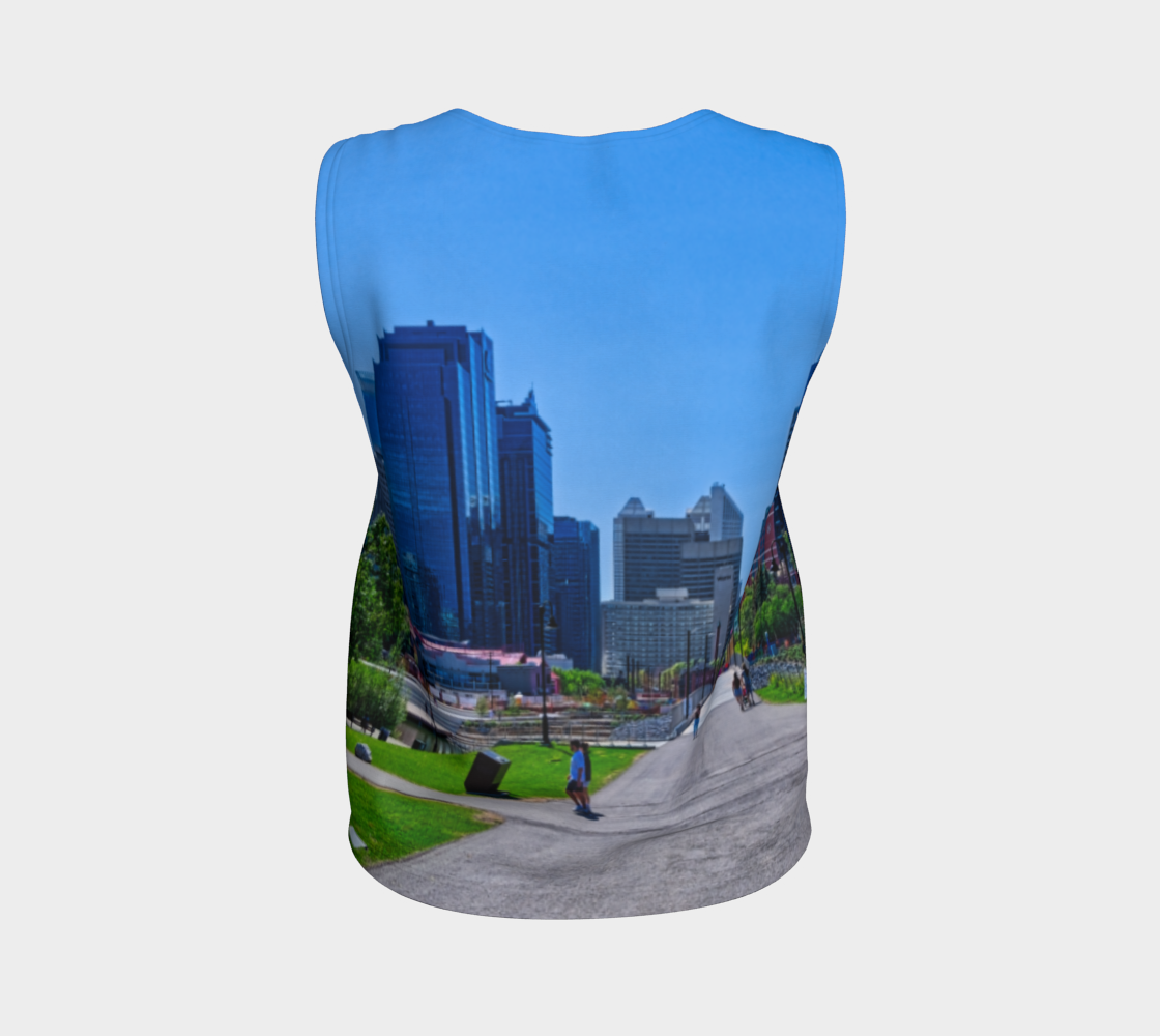Women's All Over Loose Long Tank Top - Downtown Calgary Prince's Island Park HDR