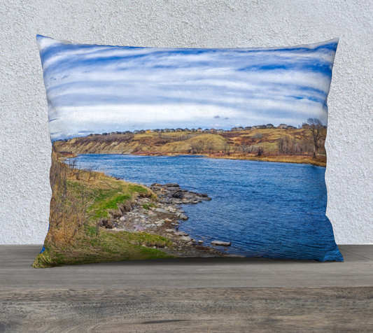 26x20 Pillow Case - Fish Creek Park Lafarge Meadows Bow River HDR