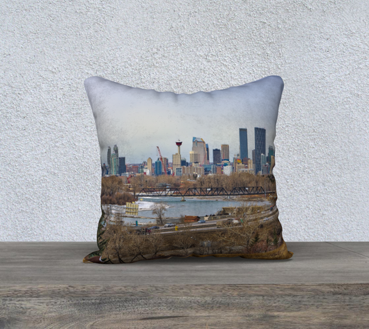 18x18 Pillow Case - Downtown Calgary Max Bell Centre HDR